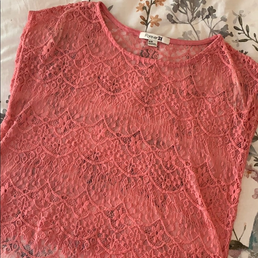 Pink lace crop top